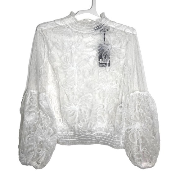 LOVE UNIVERSITY lace mesh crop top NWT SZ L - Picture 2 of 4